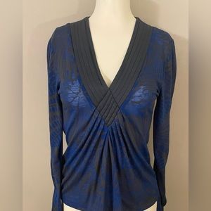 Bloomingdales Testament Women’s Vintage Blouse Dark Blue Top size Small